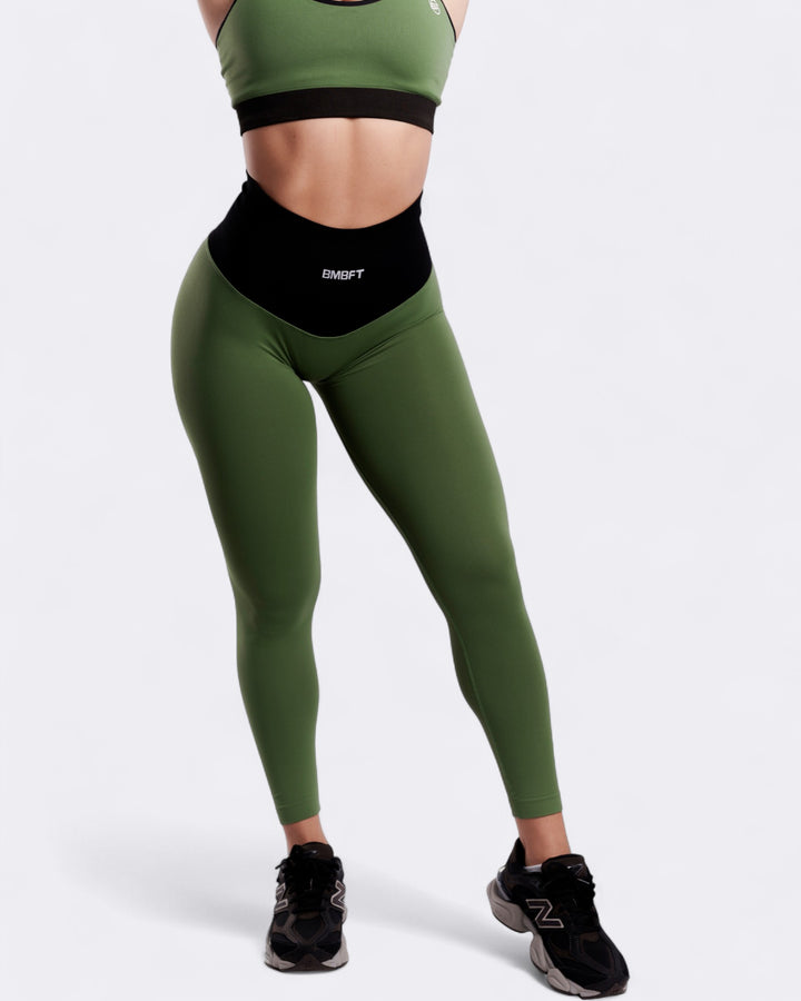Oasis Bicolor Leggings Push Up - Verde Militare