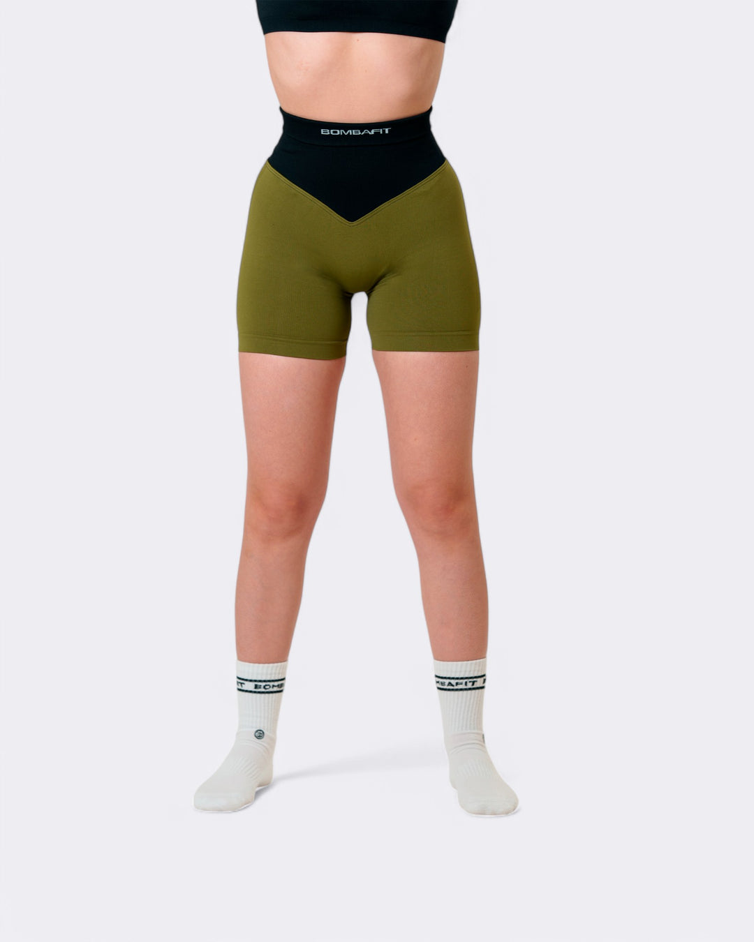 Pump It Bicolor Shorts Leggings - Verde Militare/Nero