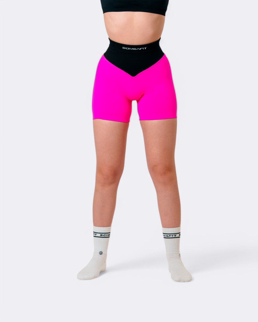 Pump It Bicolor Shorts Leggings - Rosa Shock/Nero