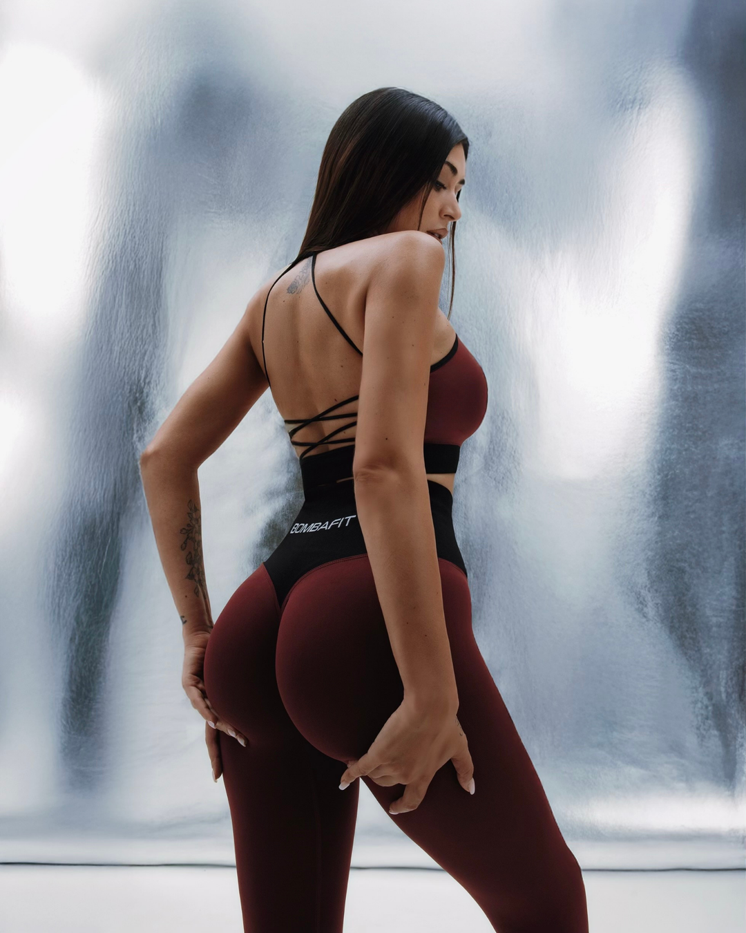 Oasis Bicolor Leggings Push Up - Bordeaux