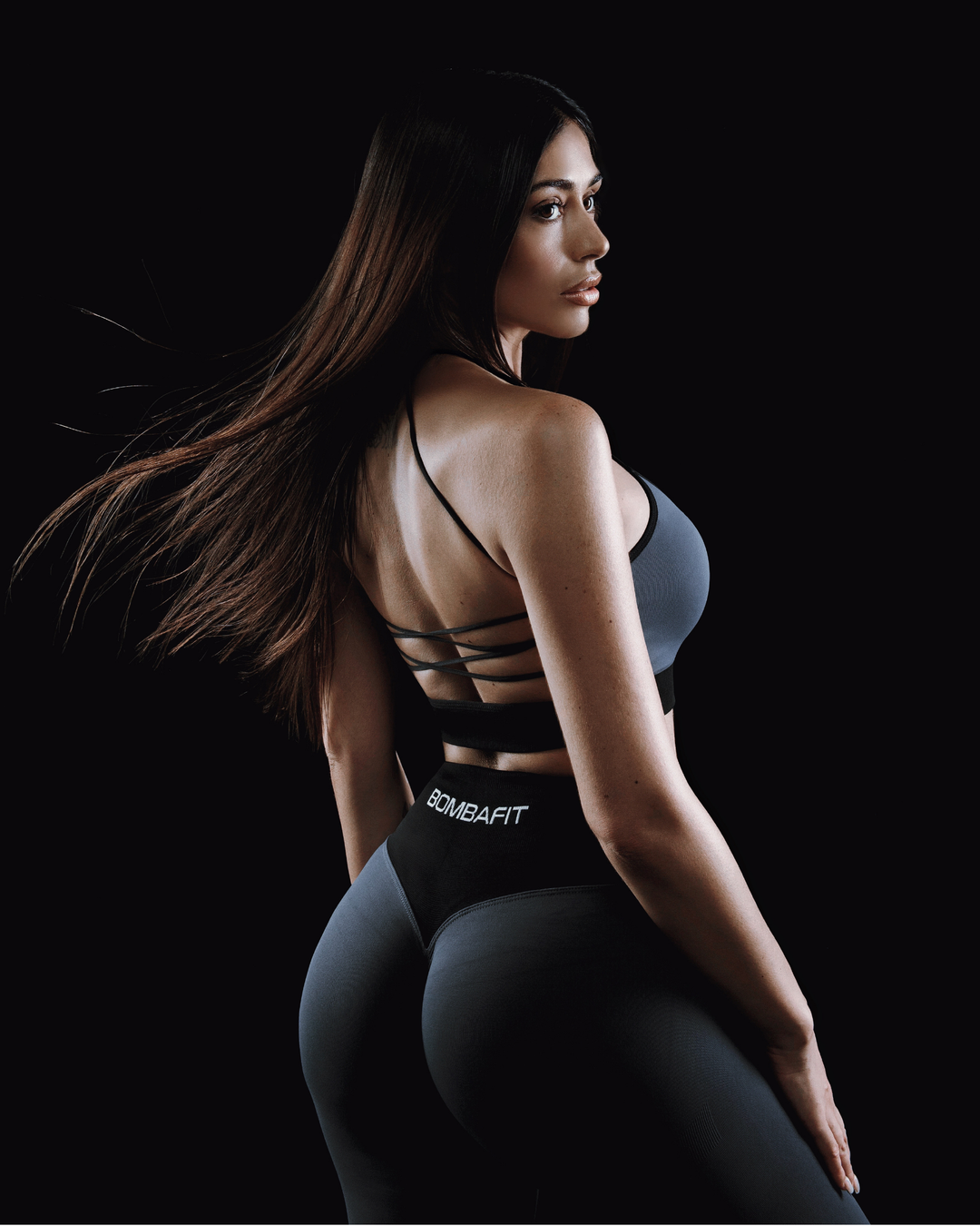 Oasis Bicolor Leggings Push Up - Acciaio