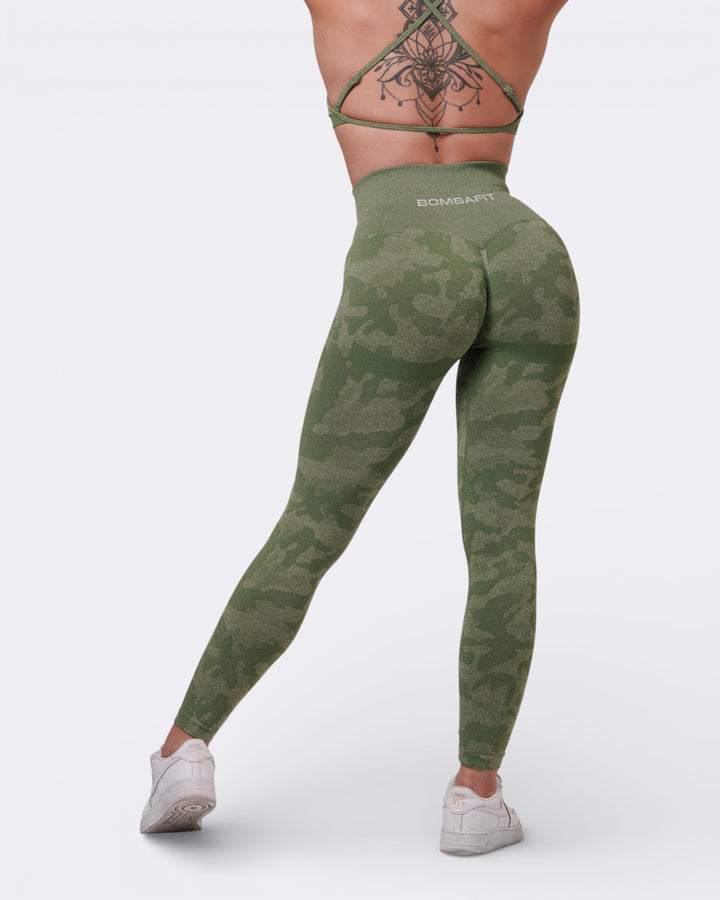Oasis Leggings Push Up Camo - Verde Militare