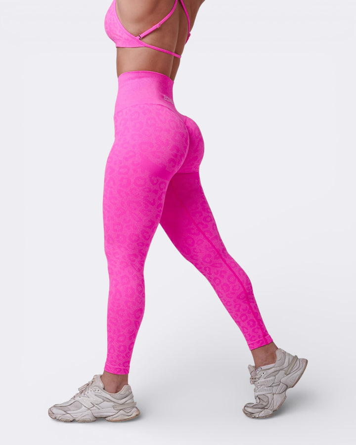 Oasis Leggings Push Up Leopard - Rosa Shock