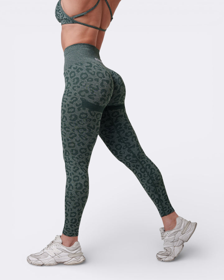 Oasis Leggings Push Up Leopard - Verde Scuro