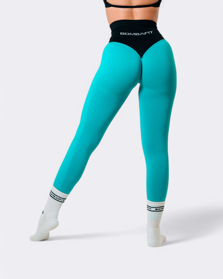 Pump it Leggings Bicolor Push Up - Petrolio