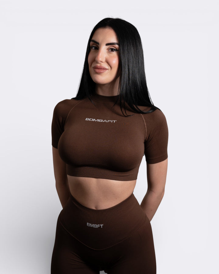 Maglietta Skyn Crop - Marrone