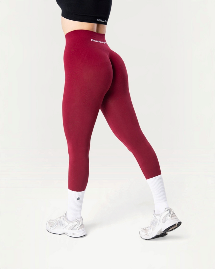 Leggings Bombafit Arya Seamless color borgogna a vita alta con effetto push-up e tessuto traspirante SENSIL Innergy