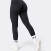 Leggings Bombafit Arya Seamless neri a vita alta con design ergonomico e tessuto traspirante, vista posteriore