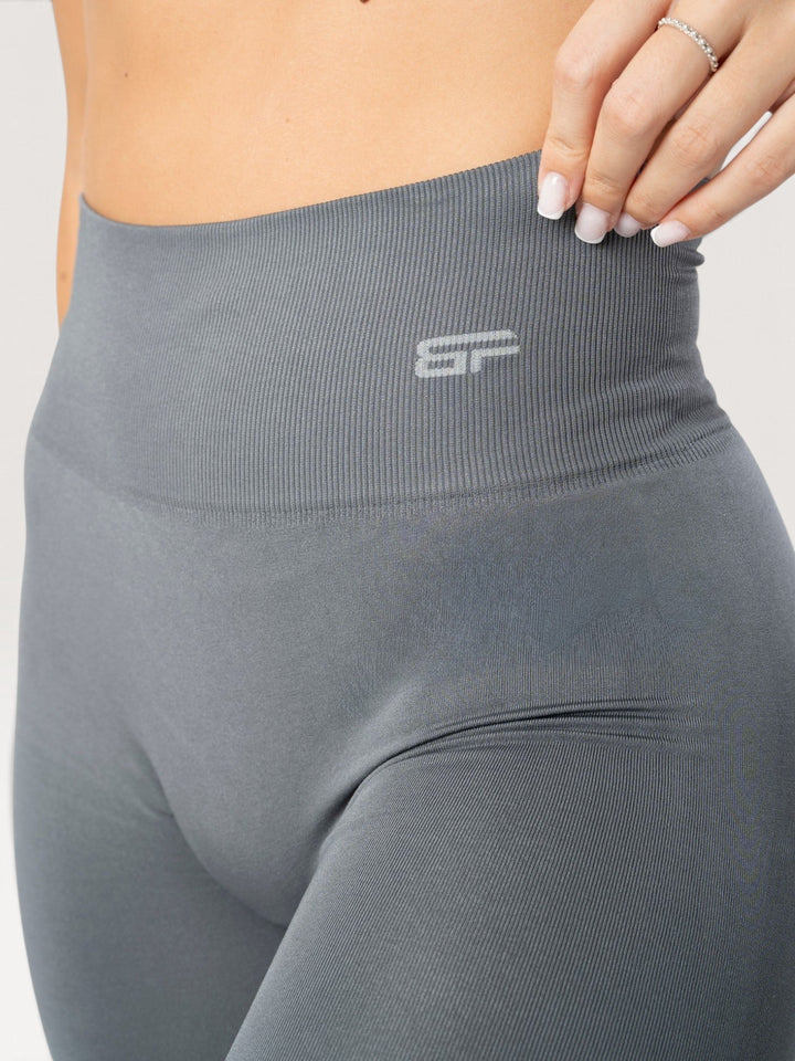 Leggings Everyday Seamless Bombafit color grafite a vita alta con fascia a costine e logo stampato
