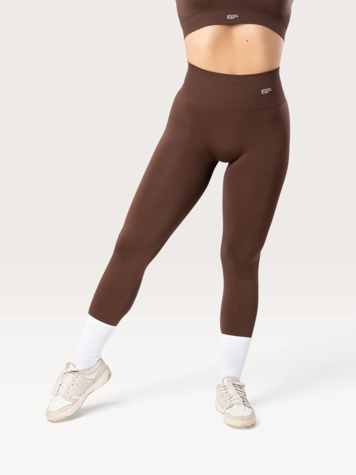 Leggings Bombafit Comfort Seamless marroni a vita alta con effetto push-up e tessuto elasticizzato morbido