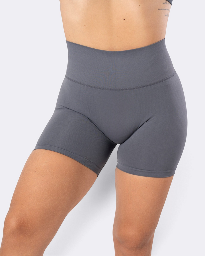Shorts leggings Bombafit Atena Seamless color acciaio a vita alta in tessuto tecnico traspirante per sport