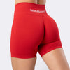 Shorts leggings Bombafit Atena Seamless rosso aurora a vita alta con logo posteriore per fitness e yoga