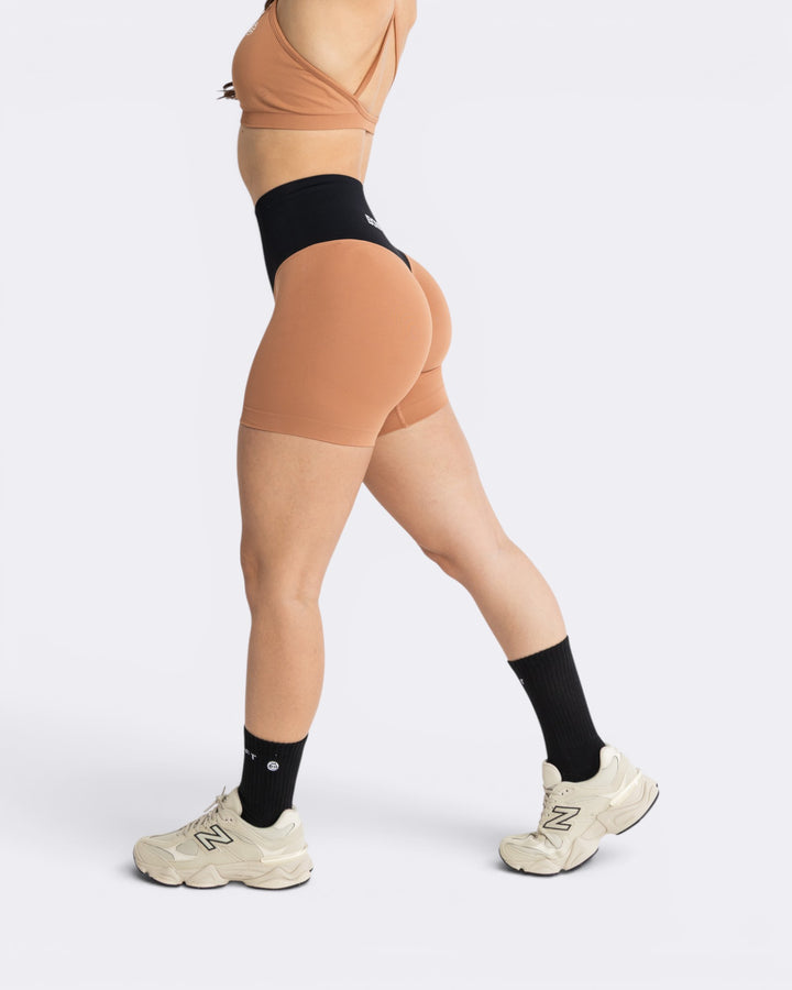 Oasis Shorts Leggings Bicolor - Mocha Mousse