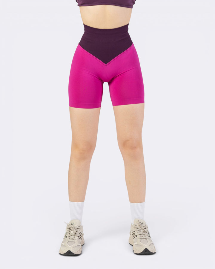 Pump It Bicolor Shorts Leggings - Viola Plum/Festival Fucsia