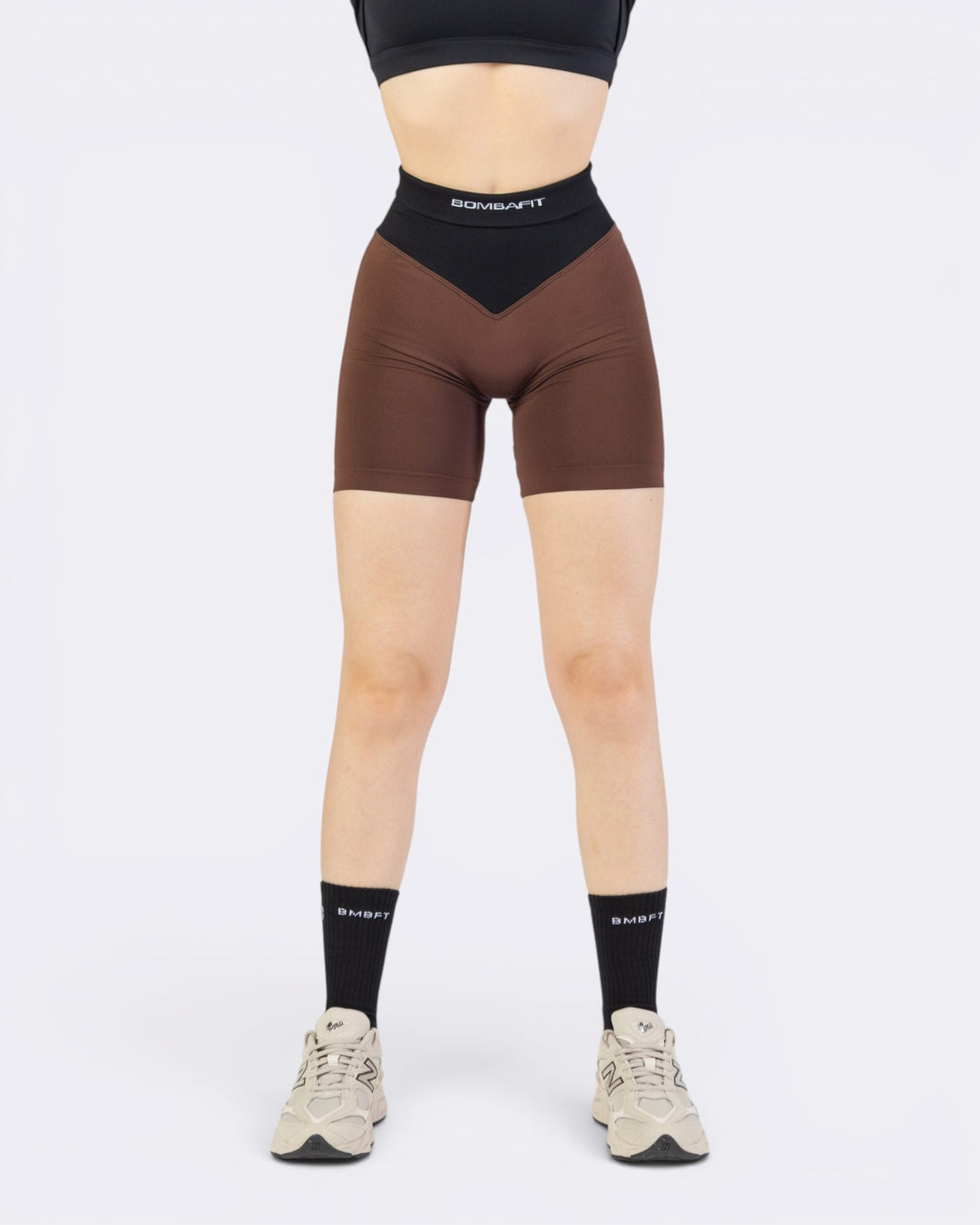 Pump It Bicolor Shorts Leggings - Marrone/Nero