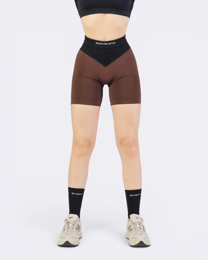 Pump It Bicolor Shorts Leggings - Marrone/Nero