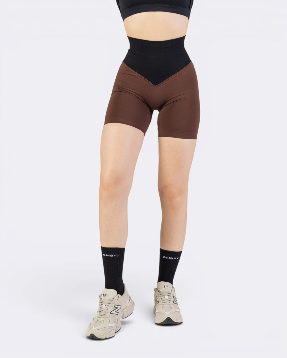 Pump It Bicolor Shorts Leggings - Marrone/Nero - Bombafit