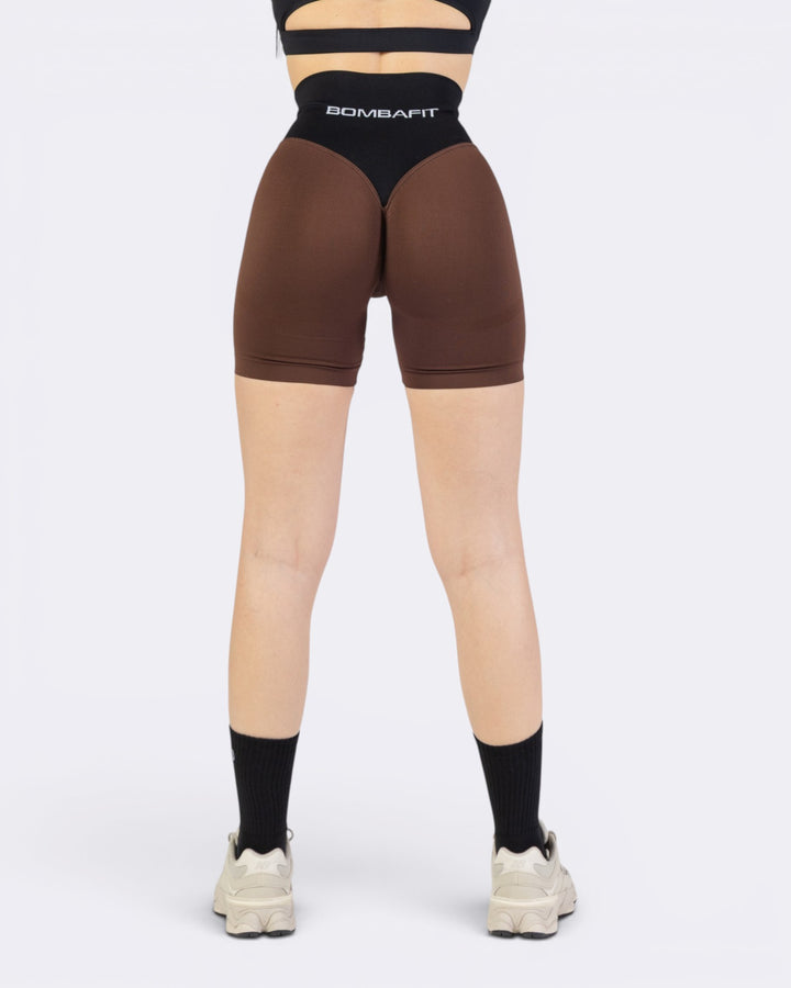 Pump It Bicolor Shorts Leggings - Marrone/Nero