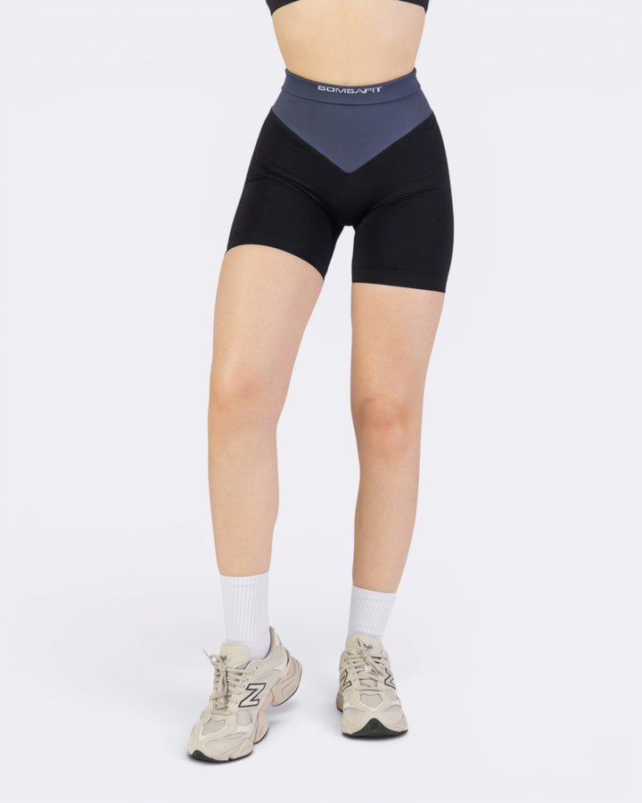 Pump It Bicolor Shorts Leggings - Antracite/Nero