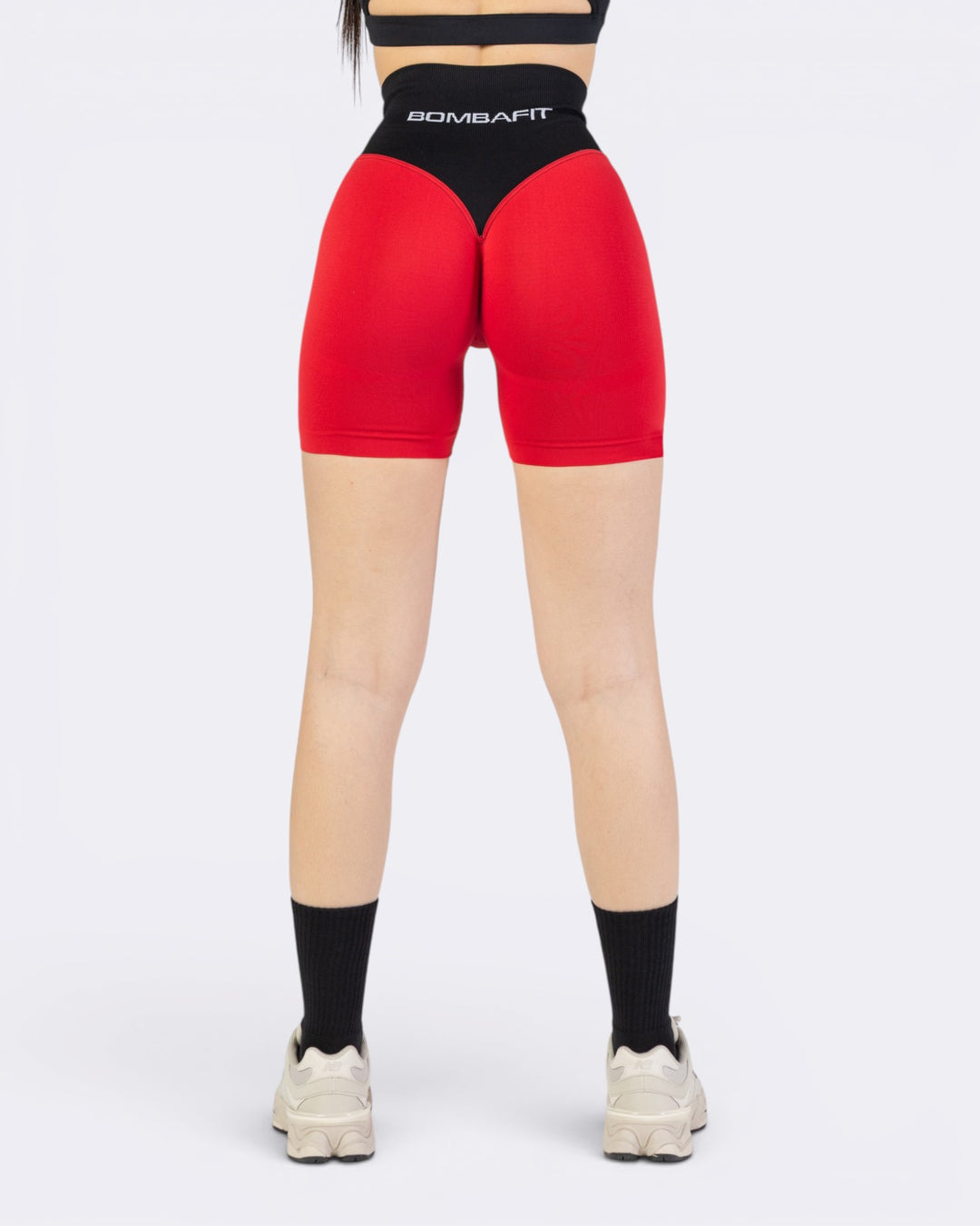 Pump It Bicolor Shorts Leggings - Rosso Aurora/Nero